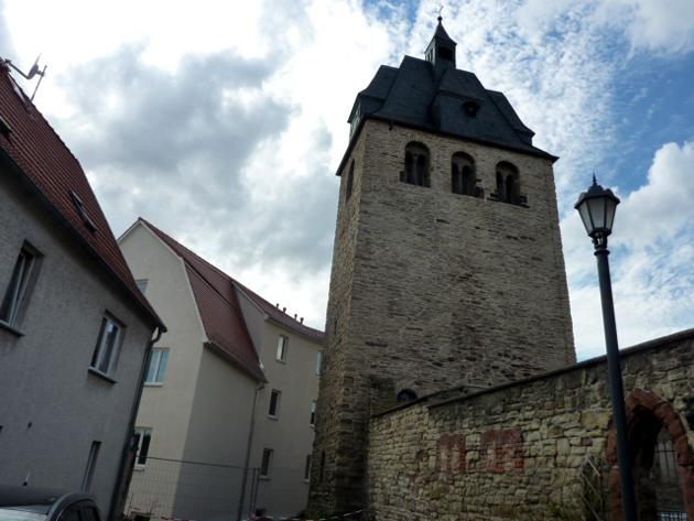 Kirchturm in Allstedt; Thomas Müntzer war auch schon hier,